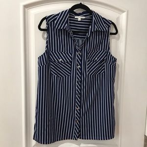 NOTATIONS sleeveless button down shirt size L